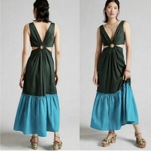 Geisha Designs x Anthropologie Cut Out Tiered Color Block Dress